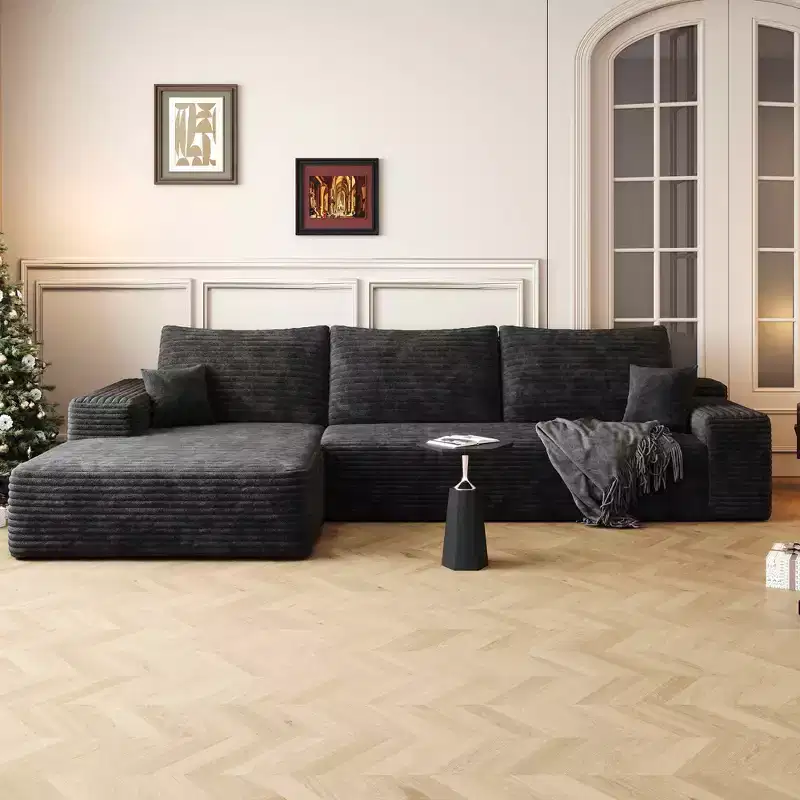 MAYEERTY 107 Cloud L-Shape Sofa - 107 L-Shape, Corduroy, Deep Seat, No Assembly, for Living Room/Bedroom