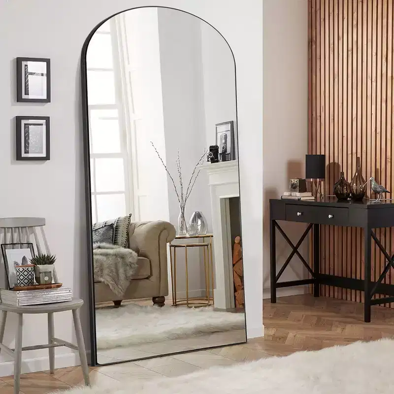 71x31 Large Arched TOP Full Length Floor Mirror Framed Bathroom Mirror for Living Room Black