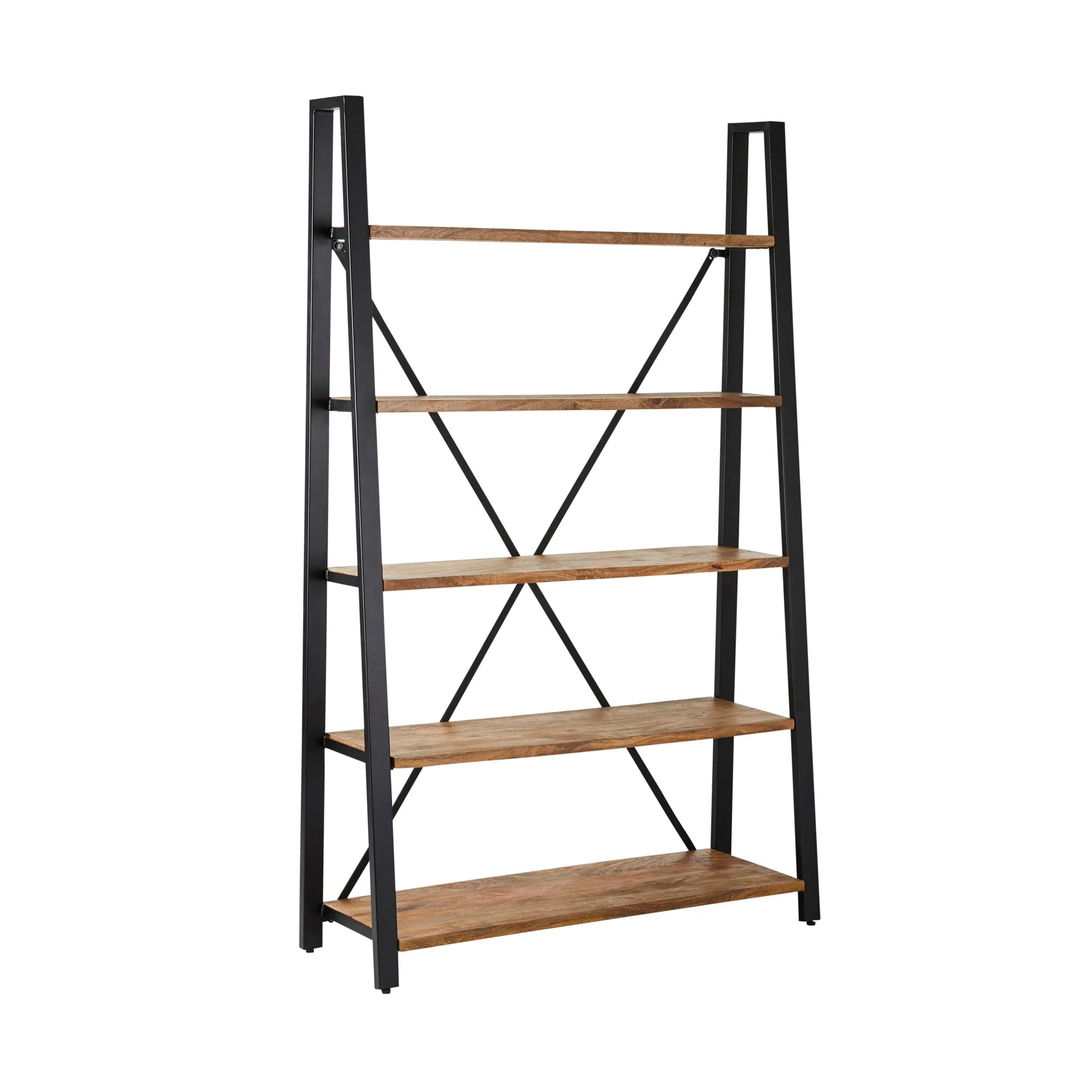 Fulham Mid Century Timber Large Ladder Shelving Unit Natural 193x121cm