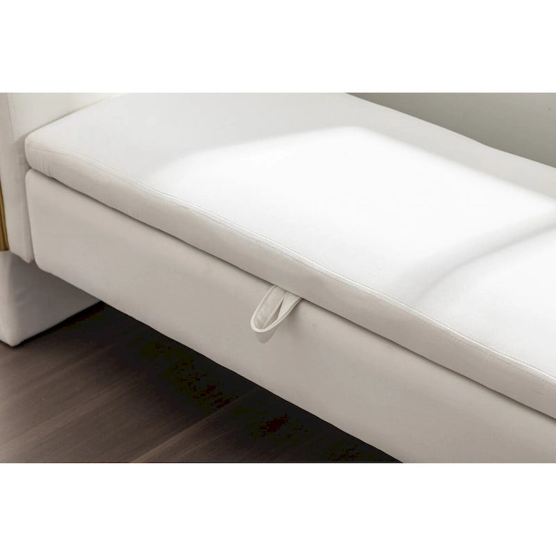 Velvet Storage Bench with Metal Trim