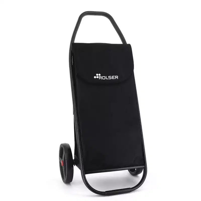 Rolser COM MF 2 Big Wheel Shopping Cart Black: Portable Foldable Grocery Cart with Built-In Handles, No Assembly Required