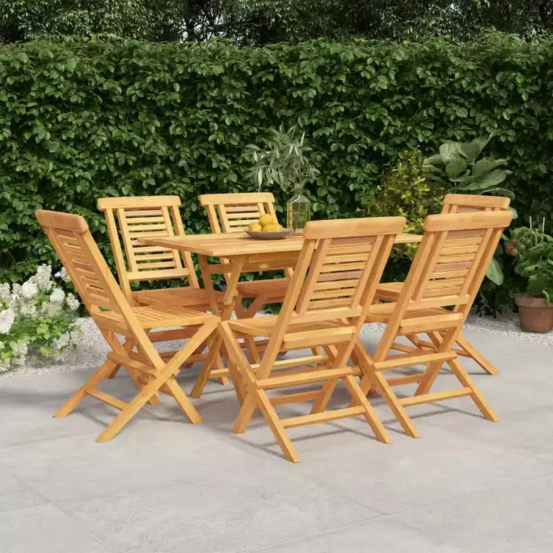 vidaXL Patio Dining Set Outdoor Table and Chair Furniture Solid Wood Teak
