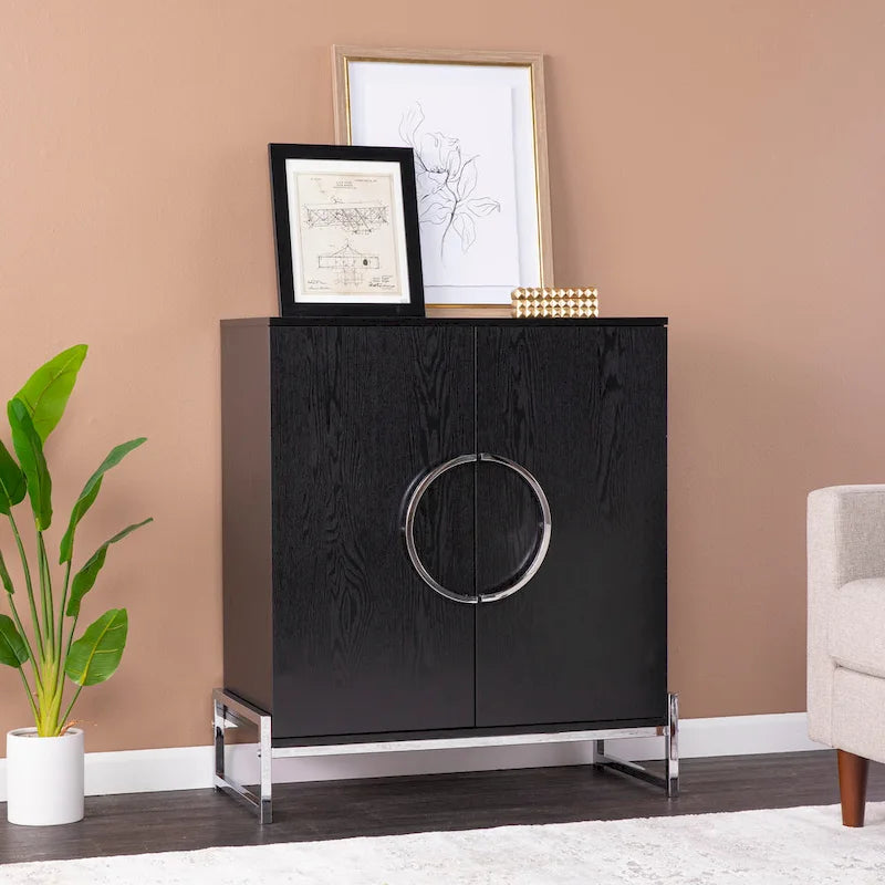 Double-Door Bar Cabinet with Wine Storage