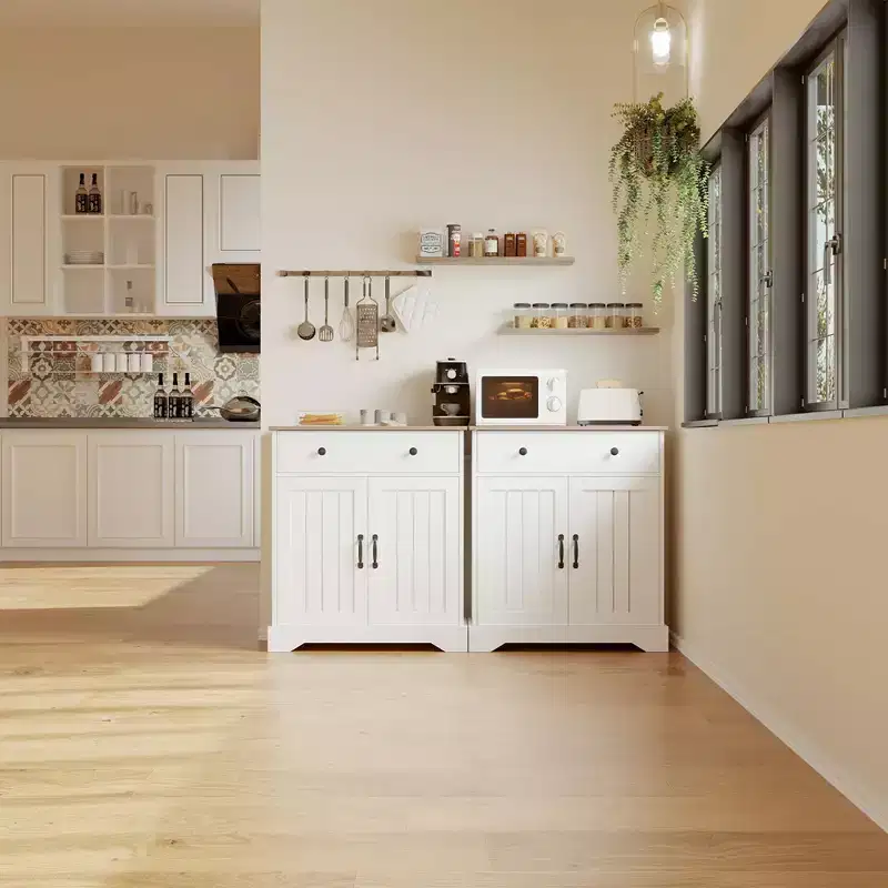 Modern Sideboard Buffet Cabinet, Adjustable Shelves, Wood Kitchen Pantry,Modern Coffee Bar Buffet Table,