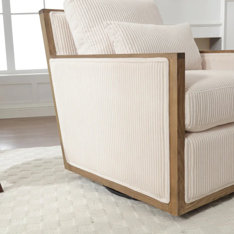 360° Swivel Barrel Accent Chair | Hardwood Frame | Foam Cushion | 300 lb | 26.77H