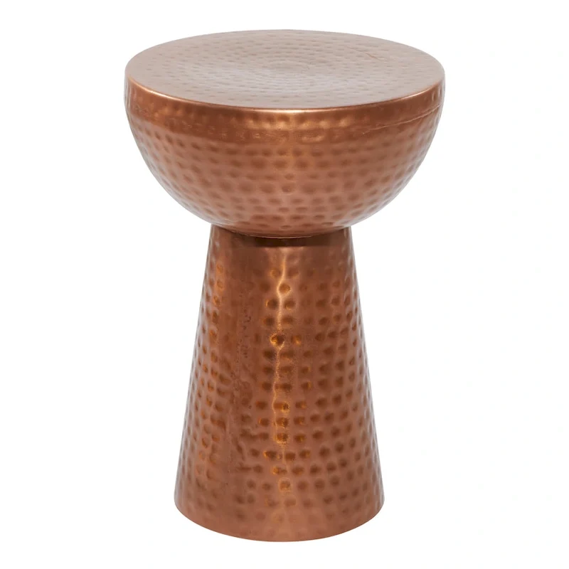 Metal Accent Table with Hammered Design - Bronze or Copper