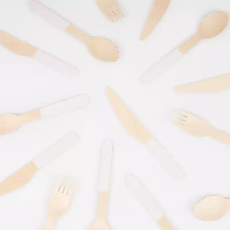 Meri Meri Ballet Slipper Pink Wooden Cutlery Set (Pack of 24)