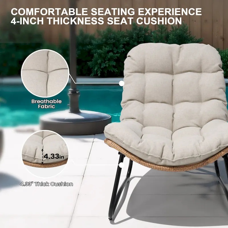 Fauteuils Papasan d'extérieur avec coussin, en rotin PE, confortables pour patio, avec table d'appoint