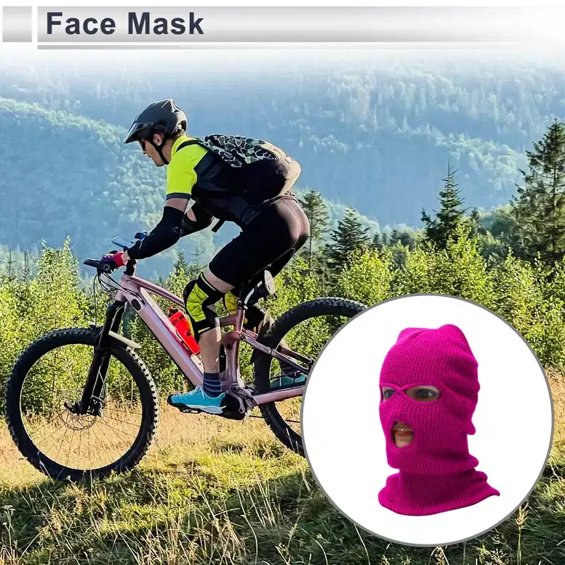 Unique Bargains All Inclusive UV Face Shield Acrylic Three Holes Multipurpose Neck Gaiter Mask Keep Warm Windproof Rose Red 1 Pcs