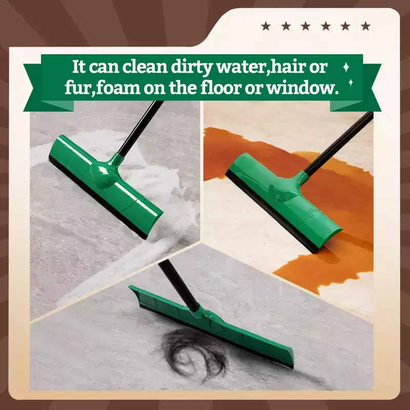 All-Surface Silicone Broom Squeegee Pet Hair Remover Broom for Indoor Cleaning Cleans Glass Fine Dust Hair Liquids for Smooth Floors Rugs Window
