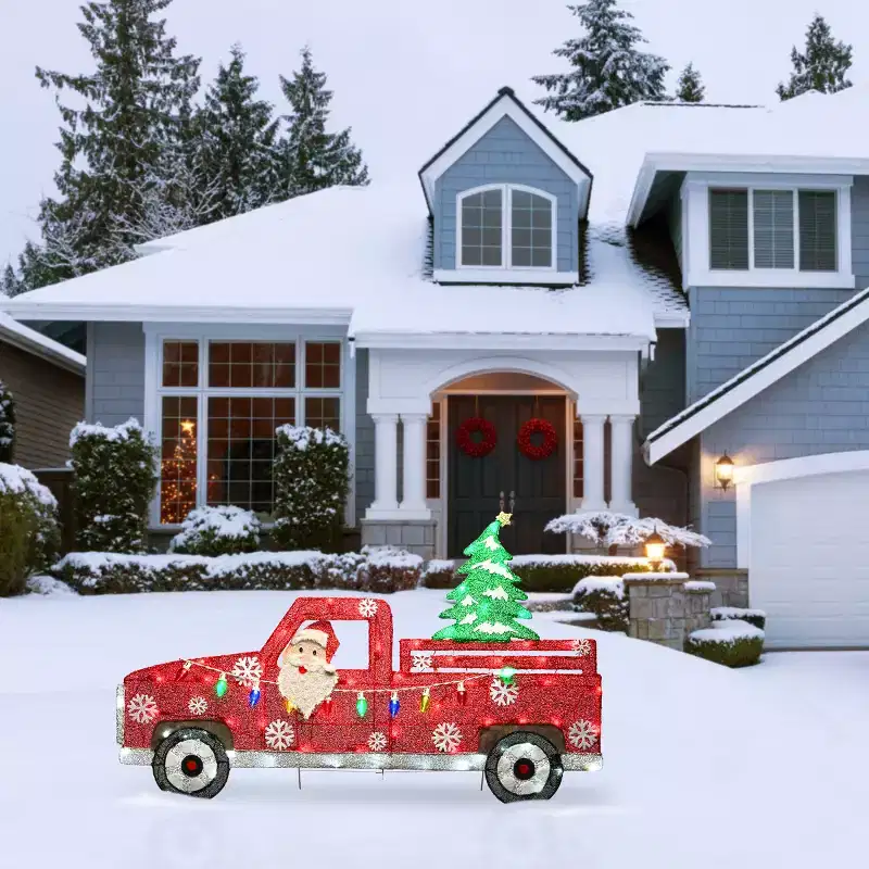 27 Prelit LED Santa Truck with Christmas Tree Multicolor Lights - National Tree Company