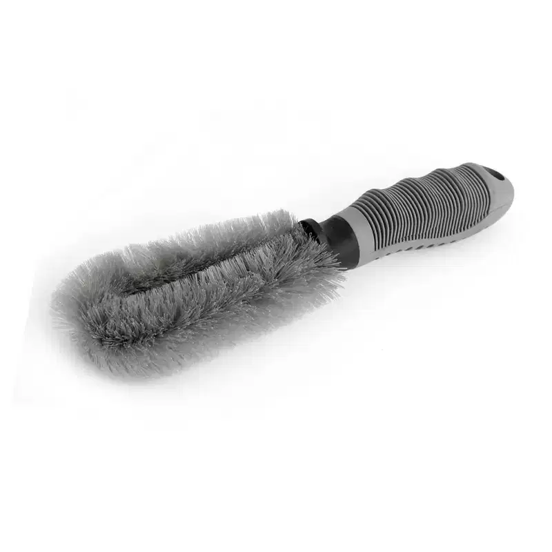 Unique Bargains Heavy-Duty Bristle Plastic Handle Truck Car Wheel Spoke Tire Brush Cleaner Gray 1 Pc
