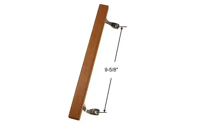 Brixwell Wood Patio Door Handle Wood With Metal Bracket 9-5/8 Hole Centers Sliding Door Hardware With 2 Screws Chrome Plated Finish