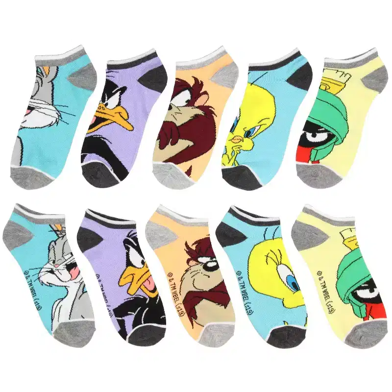 Looney Tunes Character Mens And Womens 5 Pack Ankle Socks