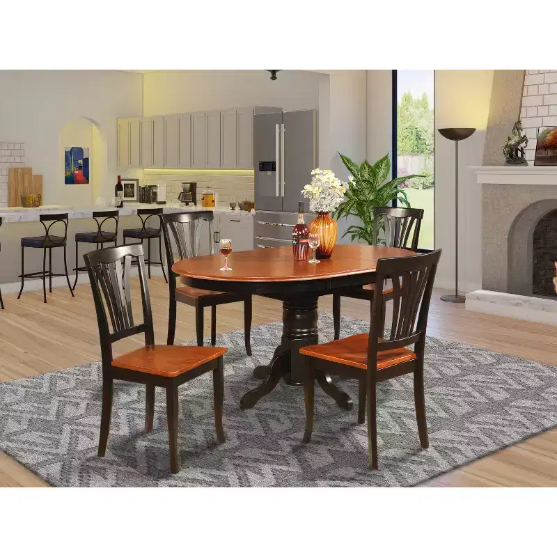 HomeStock Dining Table Set 4 Butterfly Leaf Chairs
