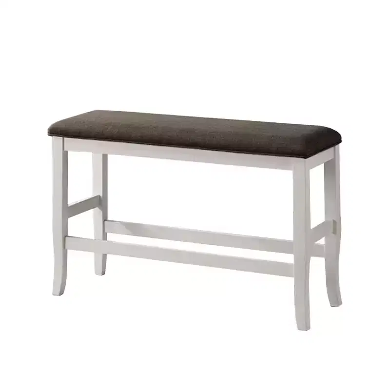 Upholstered Counter Height Dining Bench, Off-White & Dark Gray, Seats 2, 41in