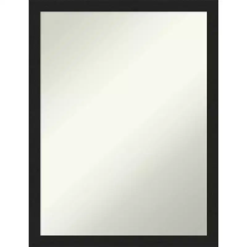 20"x26" Non-Beveled Narrow Bathroom Wall Mirror Brushed Metallic Black : Rectangle, Polystyrene Frame, Wall Mounted