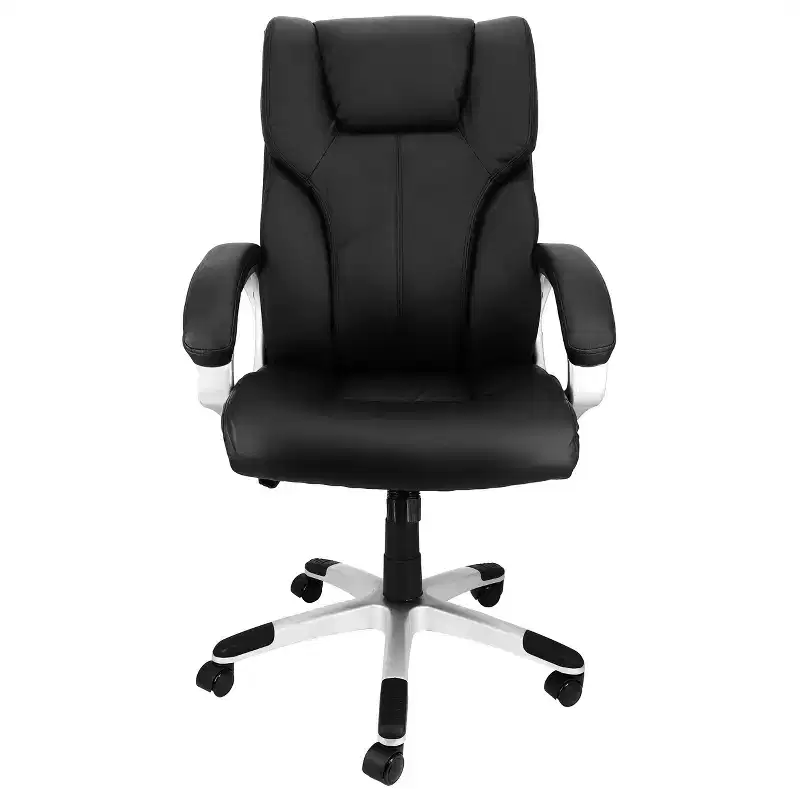 Elama High Back Adjustable Faux Leather Office Chair in Black and Gray Base