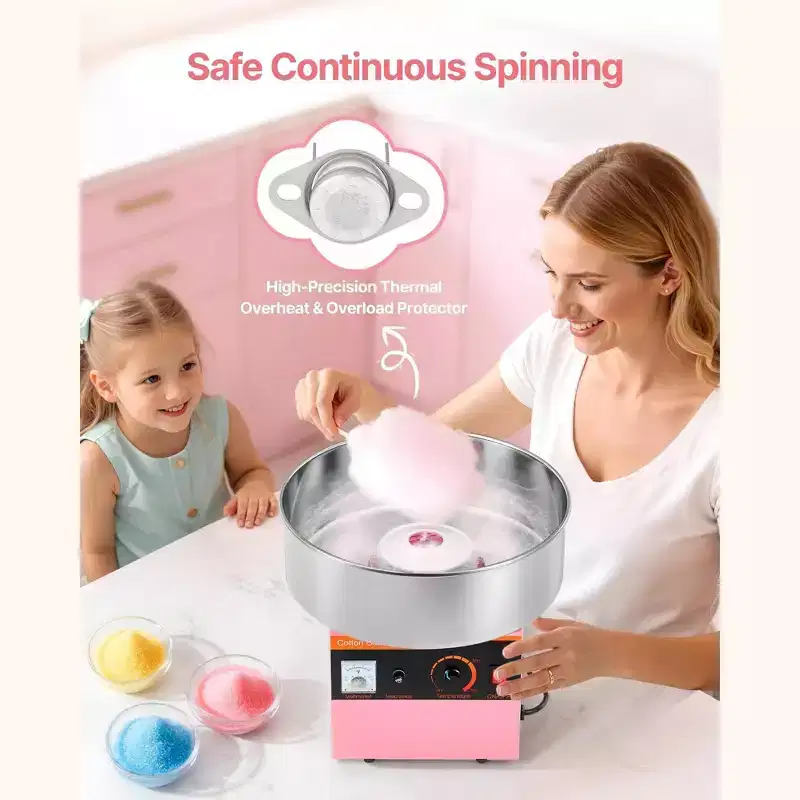 1000W Electric Cotton Candy Machine with Stainless Steel Bowl for Home Parties Events