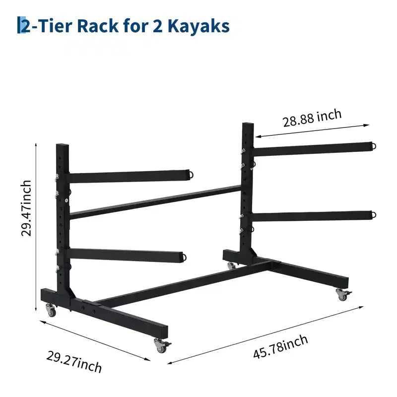 Freestanding Kayak Storage Rack with Wheels, Adjustable Kayak Racks for Garage and Outdoor, Kayak Stands for Canoes, Kayaks, SUP and Surfboards