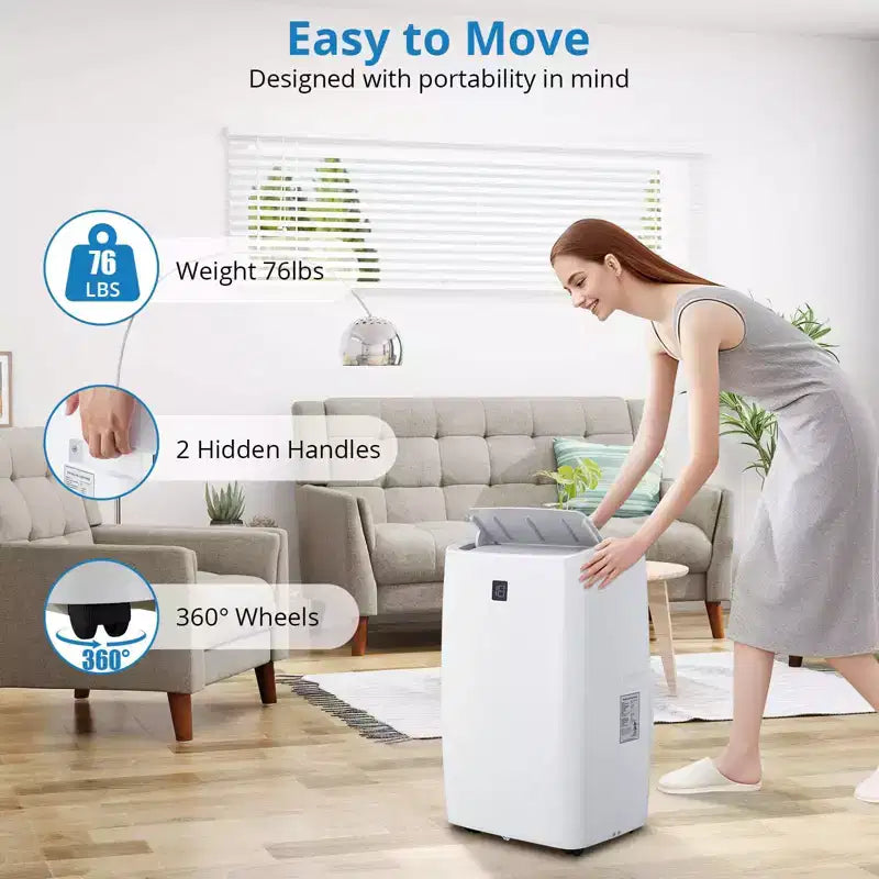Portable Air Conditioners, 14000 BTU Portable AC, Cools up to 750 Sq. Ft 3-in-1 Mobile AC for Room with Dehumidifier Fan Sleep Mode, 24H Timer