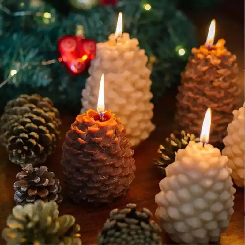 JDICTION Christmas Pinecone Silicone Mold 3D Candle Soap Resin Concrete Mold for DIY Crafts, Autumn Winter Table Home Decor, 1pc