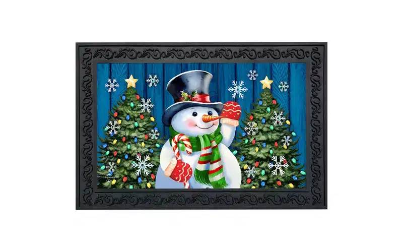Briarwood Lane Winter Doormat 30x18 Indoor Outdoor Candy Cane Snowman For Winter Doormat
