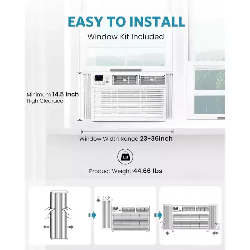ZAFRO 8,000 BTU Window Air Conditioner Cools up to 350 Sq. ft, Ultra Quiet Window AC Unit with Remote Control