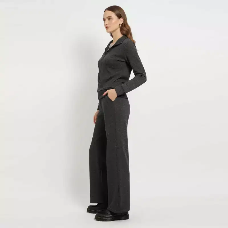 Cherie Code Womens Knit ZipFront Collared Jacket & WideLeg Pant Set  Long Sleeve Casual Lounge TwoPiece