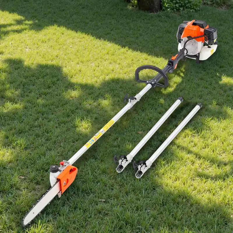 VEVOR Gas Pole Saw, 43CC 2 Stroke Gas Powered Pole Saws with 12 in Cutting Bar, 7.1 to 12 ft Extendable,Orange&Black&Silver
