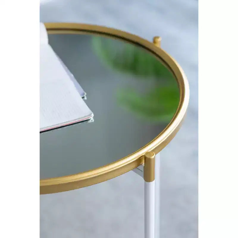 Set of 2 Mirrored Top Side Tables Accent Furniture