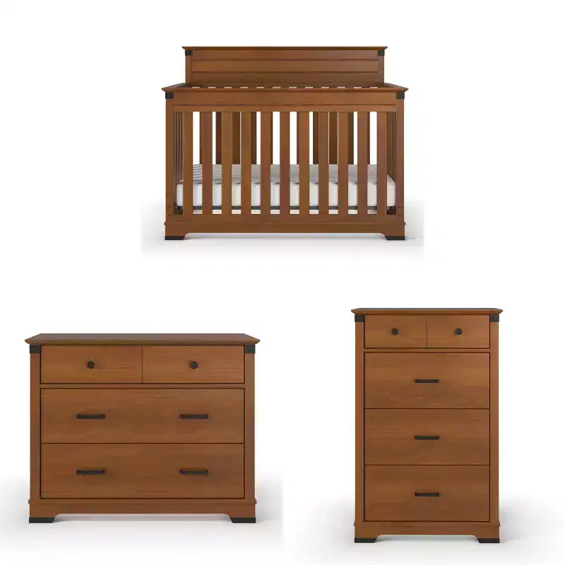 Child Craft Redmond Full Panel Crib, Dresser and Chest Nursery Set, 3-Piece, Includes 4-in-1 Convertible Crib, Dresser and Chest