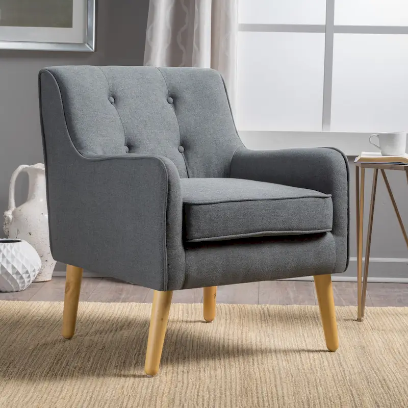 Upholstered Button-Tufted Accent Chair with Iron Hairpin Legs