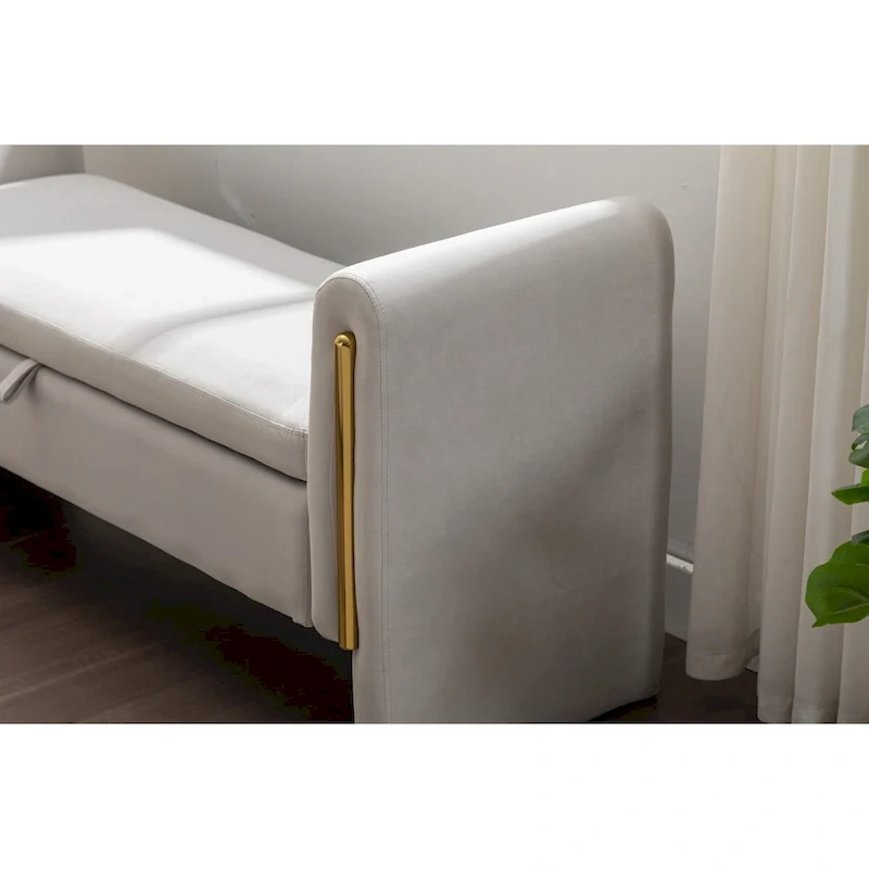 Velvet Storage Bench with Metal Trim