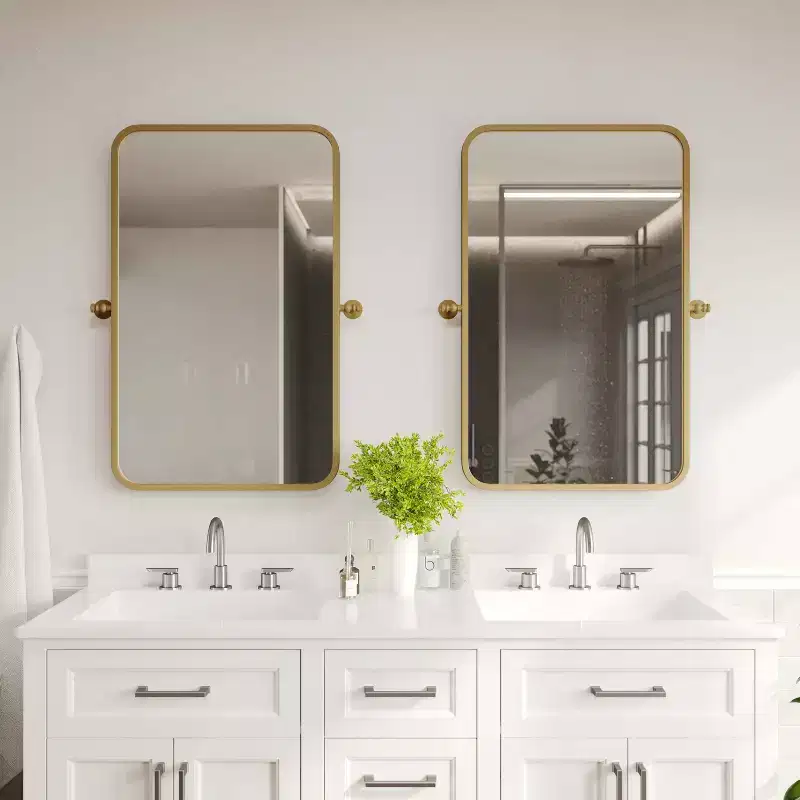 Flash Furniture Finlay Metal Pivot Wall Mirror - Large Accent Vanity Mirror for Bathroom