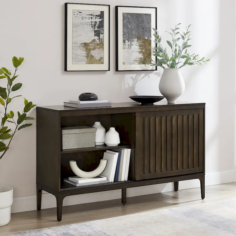 Mid-Century Modern Sideboard with Sliding Doors and Storage