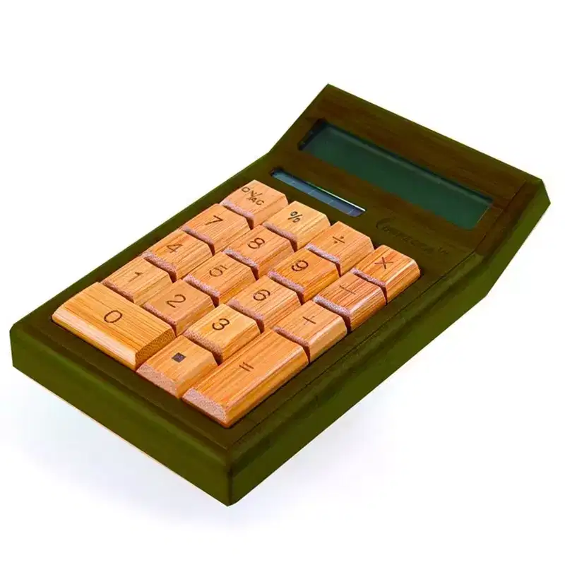 Impecca 12-Digits Bamboo Custom Carved Desktop Calculator - Walnut Color