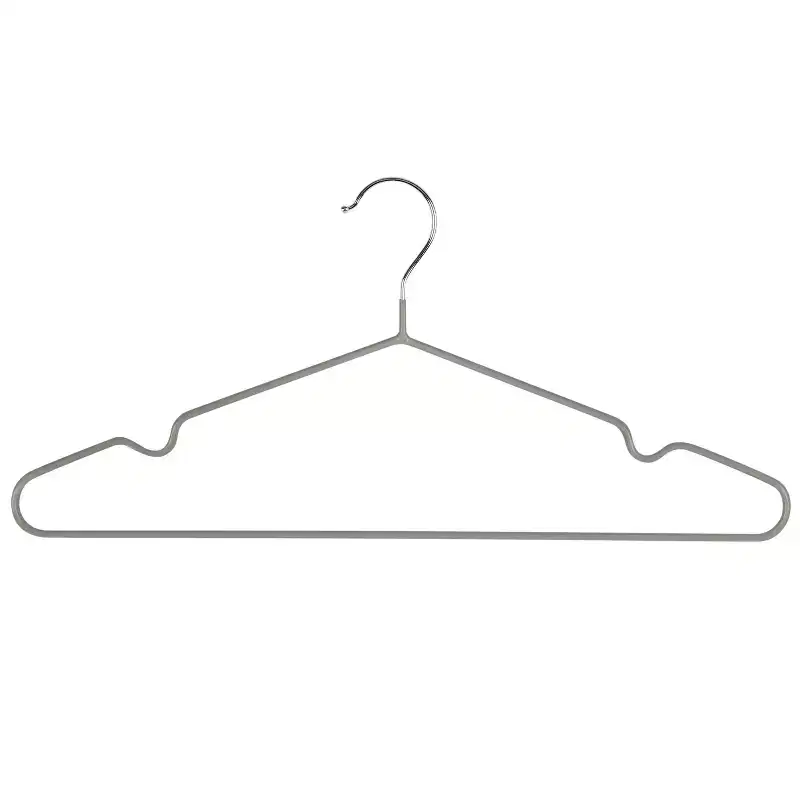 Simplify 12ct Flat Metal Hangers w/Chrome Hook Kennedy International - Gray: Wire Clothes Hangers for Pants & Dresses