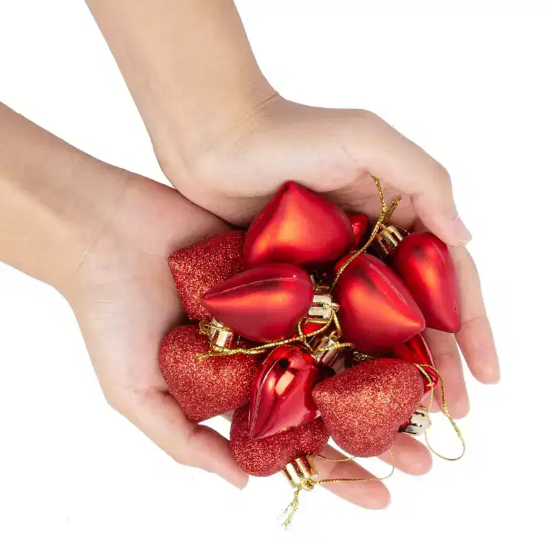 36 Pcs Heart-Shaped Decorative Balls, Valentine's Day Ornaments, Red, Suitable for Valentine's Day, Wedding Anniversaries, Romantic Party Supplies