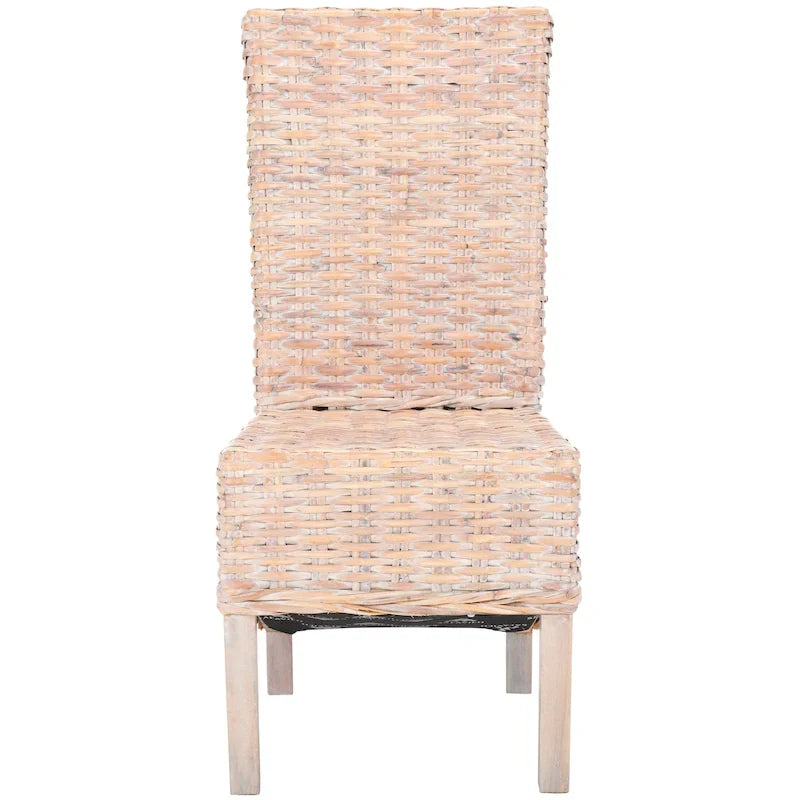 Set of 2 Natural Wicker Dining Chairs 19W x 22D x 41H, Boho Coastal Style