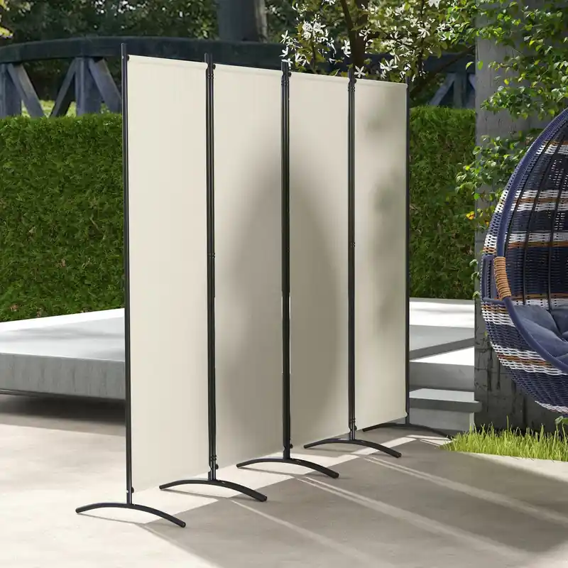 Room Divider, 5.6ft Folding Privacy Screen, Cream White