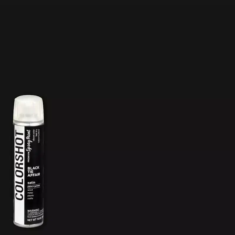 Colorshot Spray Paint Satin Black Tie Affair 10oz 4pk Value Set Black: Exterior Acrylic Paint & Primer, 10000 Sq Ft Coverage