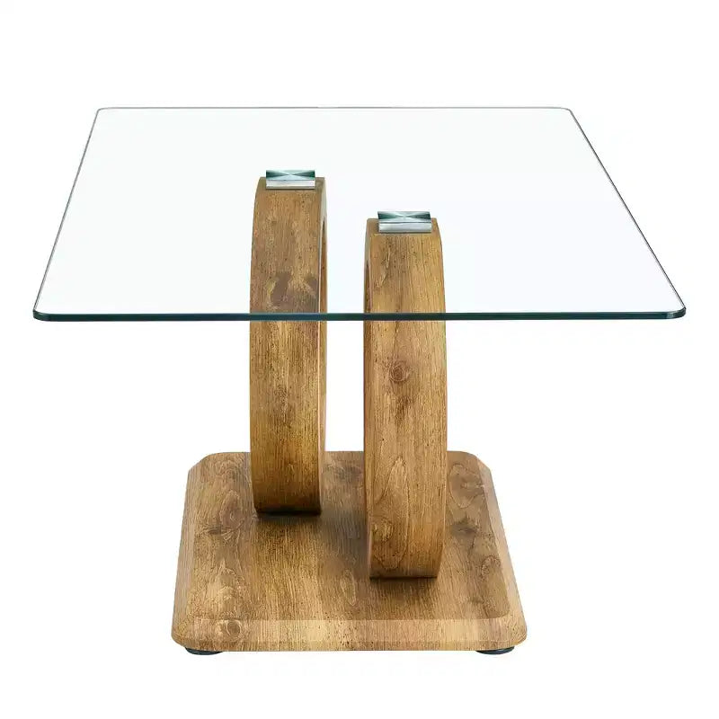 Ring-Base Glass Coffee Table with MDF Base