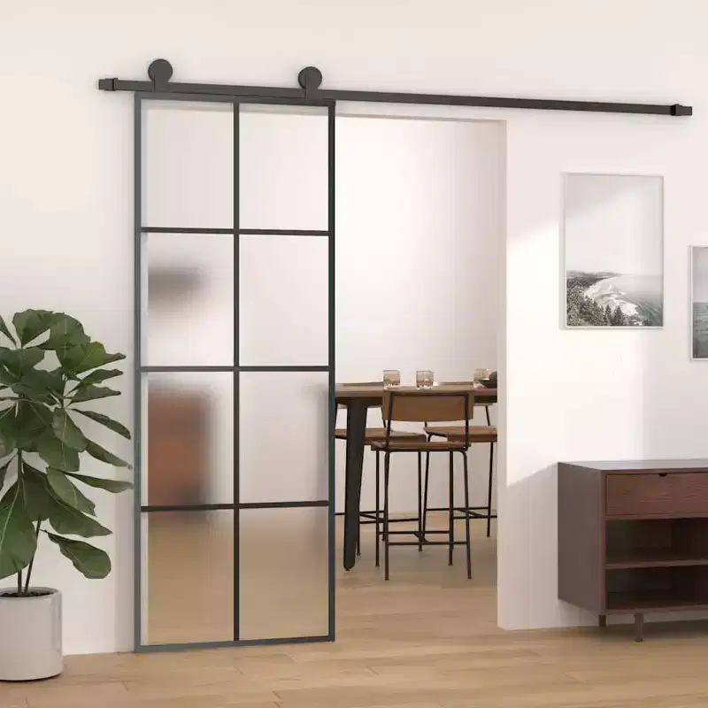 vidaXL Sliding Door 29.9x80.7 ESG Glass and Aluminum