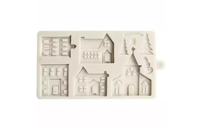 JDICTION 3D Christmas Tree House Silicone Mold - For Fondant, Cake Decor, Chocolate, Sugarcraft, Gingerbread Baking