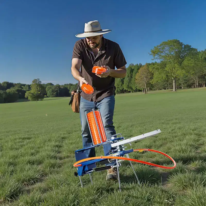 VEVOR Clay Thrower, Max 28 Clays Pigeon Thrower, 45+ Yards Automatic Skeet and Trap Launcher with Adjustable Angle & Foot Pedal,Blue