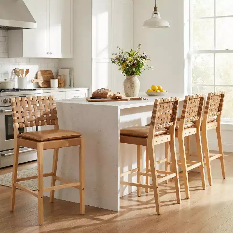 Christopher Knight Home Audrey Contemporary Rubberwood Faux Leather Upholstered Barstools (Set of 4)