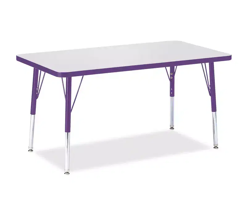 Elementary Height Rectangle Activity Table 24x36 – Purple, Height-Adjustable for Kids
