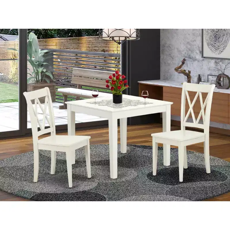 Square Table Set 3-Piece Dining Set - Modern Bistro Table & Chairs