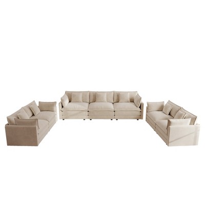 GDFStudio Kelsen Mid-century Modern 3 Piece Chenille Upholstered Sofa Set with Pillows